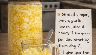 Grated ginger, onion, garlic, lemon juice and honey. A teaspoon a day