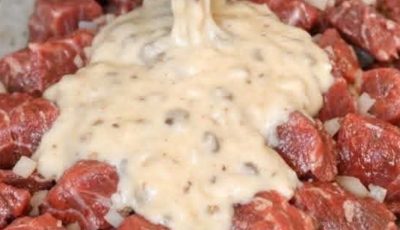 Pour Cream of Mushroom Soup Over Raw Beef Stew Meat for This Easy 4-Ingredient Comfort Dinner