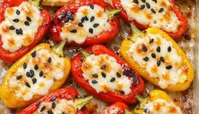 Stuffed Peppers with Cheese & Sesame Seeds