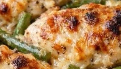 Oven Baked 4-Ingredient Amish Chicken and Green Bean Bake