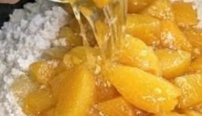 Dump cheap canned peaches over dry cake mix, together with 2 other ingredients, into slow cooker for a comforting bowl that disappears faster than any