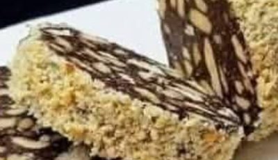 Chocolate Biscuit Salami (No-Bake Chocolate Log)